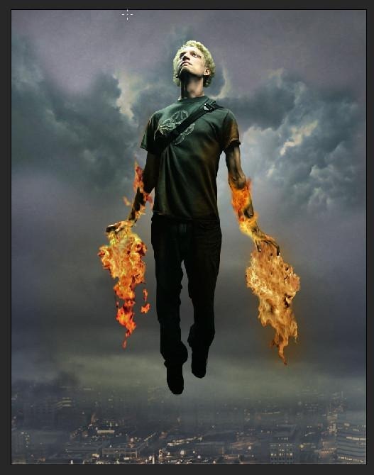 Photoshop合成飞天火焰人教程