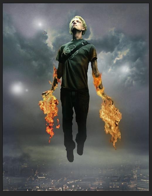 Photoshop合成飞天火焰人教程