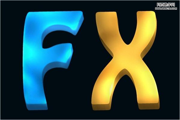 Photoshop字体效果教程发光的3D文字