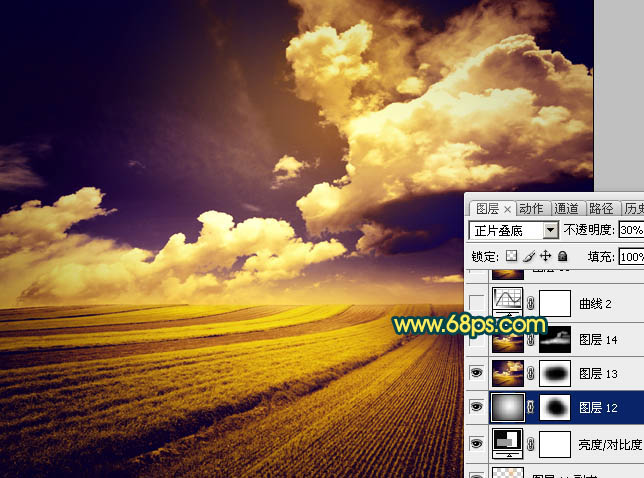 Photoshop调出绿色外景图片紫红的黄昏色