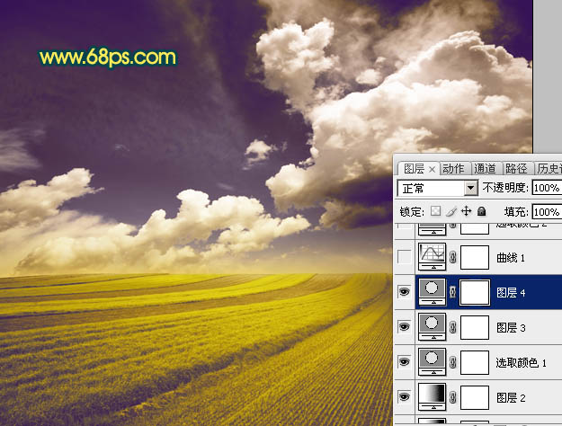Photoshop调出绿色外景图片紫红的黄昏色
