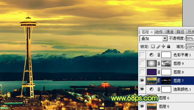 Photoshop打造青黄色夜景图片效果