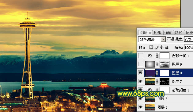 Photoshop打造青黄色夜景图片效果