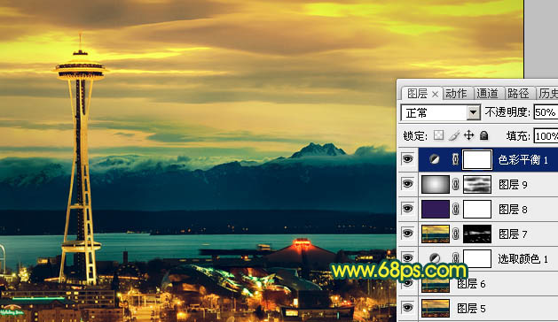 Photoshop打造青黄色夜景图片效果
