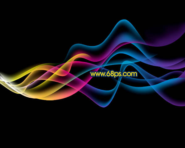 Photoshop制作飘逸的彩色光带