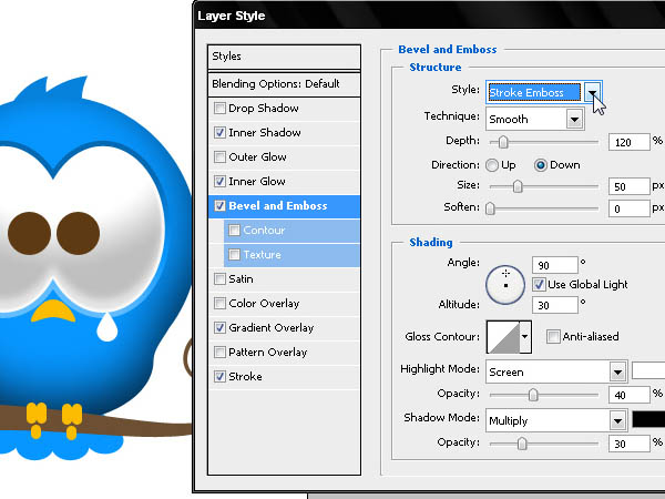 Photoshop打造Twitter可爱蓝色小鸟图标