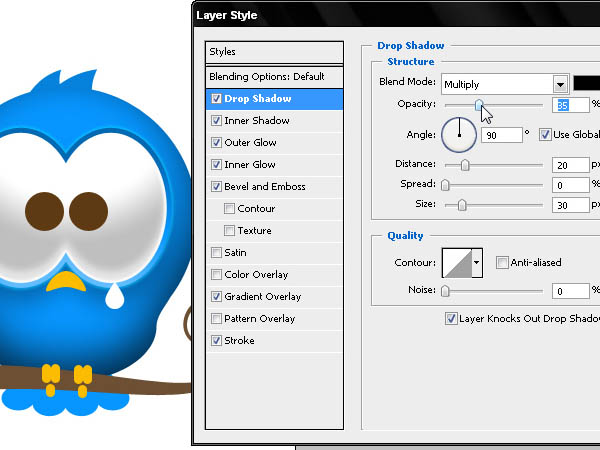 Photoshop打造Twitter可爱蓝色小鸟图标