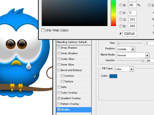 Photoshop打造Twitter可爱蓝色小鸟图标