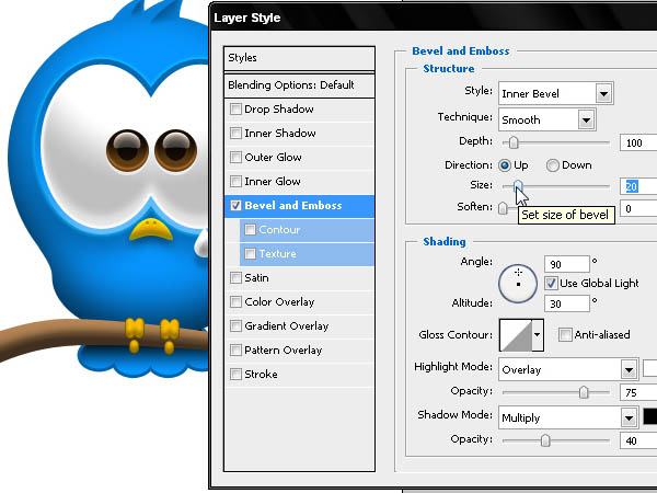 Photoshop打造Twitter可爱蓝色小鸟图标