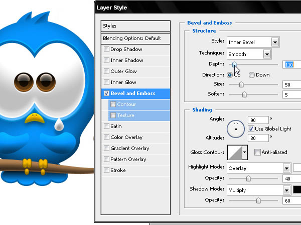 Photoshop打造Twitter可爱蓝色小鸟图标