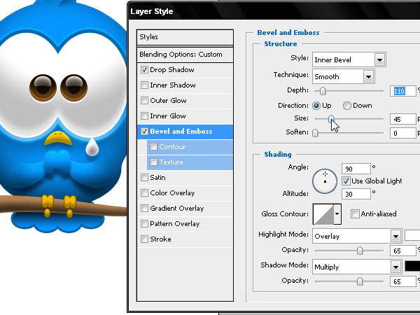 Photoshop打造Twitter可爱蓝色小鸟图标