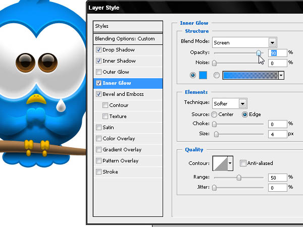 Photoshop打造Twitter可爱蓝色小鸟图标