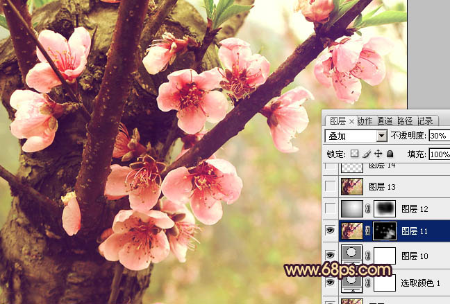 Photoshop调出桃花图片漂亮的粉红色