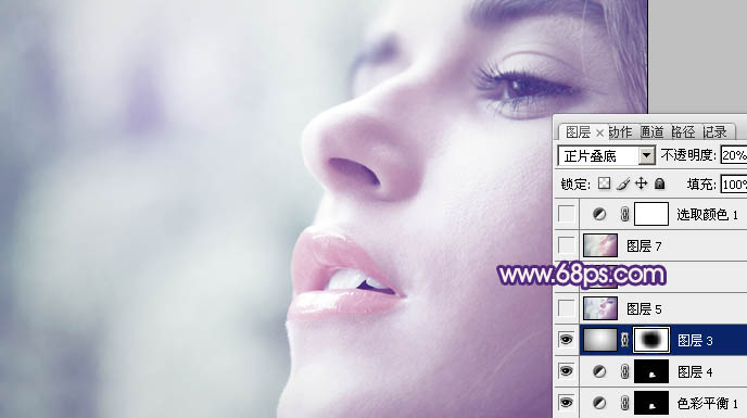 Photoshop将人物图片调成柔和甜美的紫红色