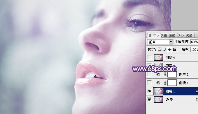 Photoshop将人物图片调成柔和甜美的紫红色