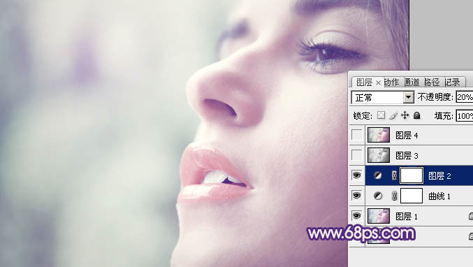 Photoshop将人物图片调成柔和甜美的紫红色