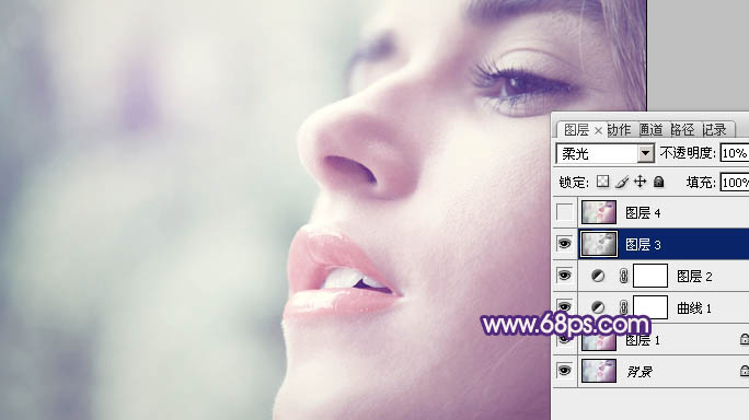 Photoshop将人物图片调成柔和甜美的紫红色