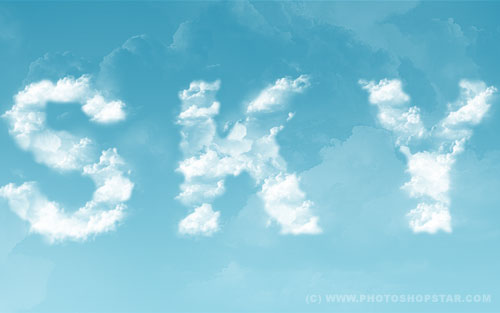 Photoshop打造非常清爽的云彩字”