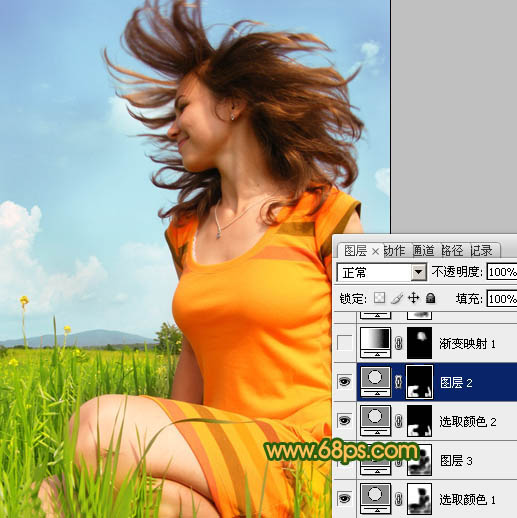 Photoshop将偏灰人物图片调成柔美的青绿色