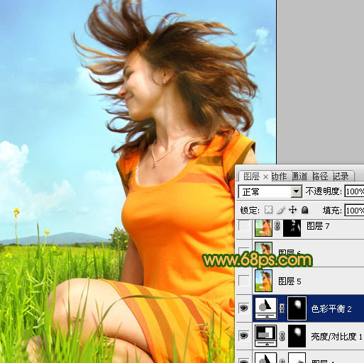 Photoshop将偏灰人物图片调成柔美的青绿色