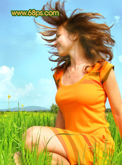 Photoshop将偏灰人物图片调成柔美的青绿色