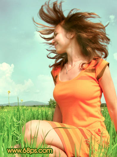 Photoshop将偏灰人物图片调成柔美的青绿色