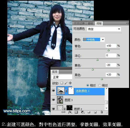 Photoshop制作颓废的青绿色非主流人物图片