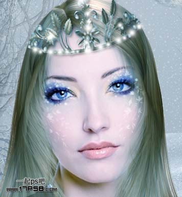 Photoshop制作梦幻的蓝色仿手绘美女