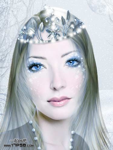 Photoshop制作梦幻的蓝色仿手绘美女