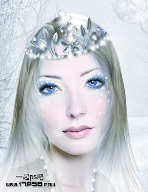 Photoshop制作梦幻的蓝色仿手绘美女