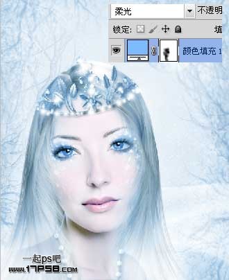 Photoshop制作梦幻的蓝色仿手绘美女