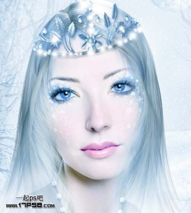 Photoshop制作梦幻的蓝色仿手绘美女