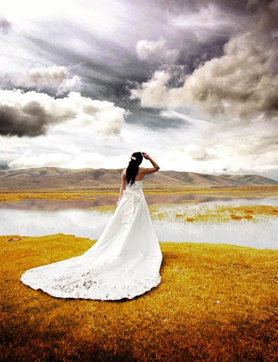 Photoshop制作开阔的暗褐色外景婚片