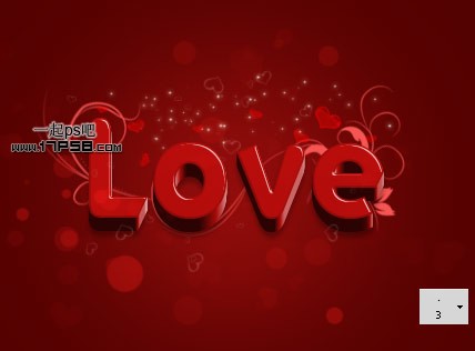Photoshop打造红色梦幻爱情立体字效果