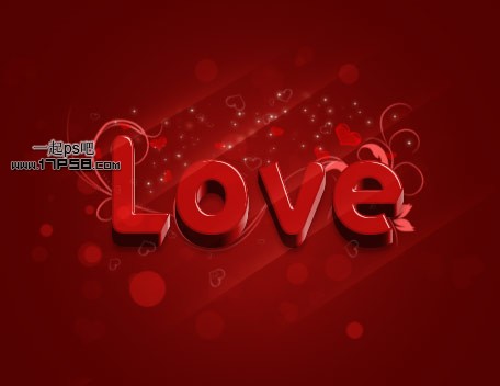 Photoshop打造红色梦幻爱情立体字效果