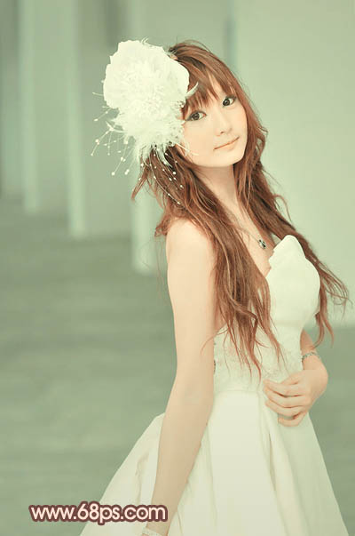 Photoshop将美女婚片调成柔美的淡褐色