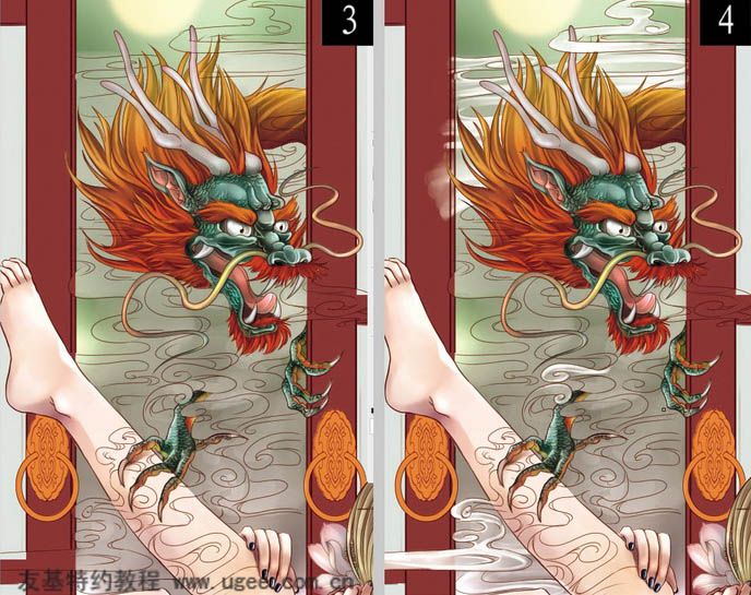 photoshop鼠绘非常唯美的古典插画刺青