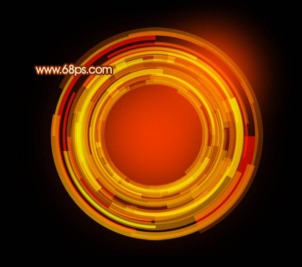 Photoshop制作绚丽的红色数码光环