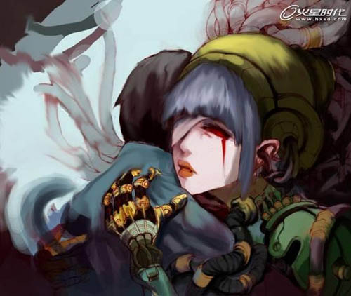 photoshop鼠绘悲切的别离插画