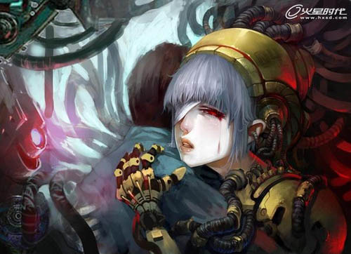 photoshop鼠绘悲切的别离插画