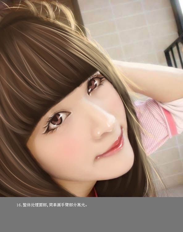 Photoshop中将粉红色美女转为淡手绘效果