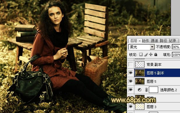 Photoshop将人物图片调成柔美的暗橙色
