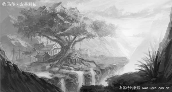 photoshop鼠绘奇幻的山谷美景白昼及星夜图