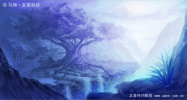 photoshop鼠绘奇幻的山谷美景白昼及星夜图