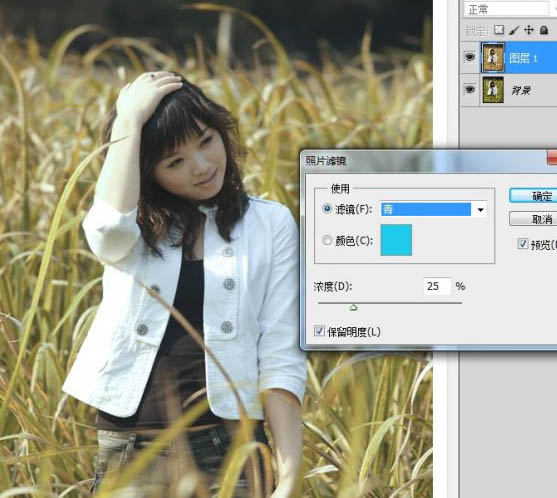 Photoshop将外景人物图片调成流行的淡黄日韩色