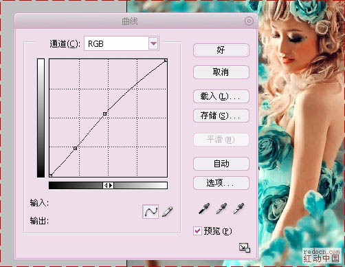 Photoshop将模特图片调成柔美的红青色