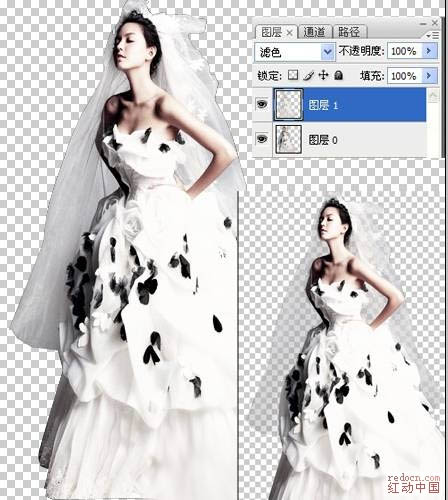 Photoshop制作超梦幻的蓝色天使婚片