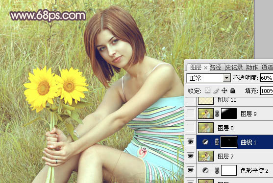 Photoshop将外景女孩图片调成流行的淡橙色