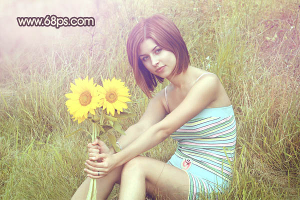 Photoshop将外景女孩图片调成流行的淡橙色