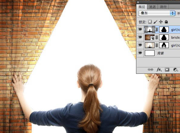 photoshop合成墙帘后的奇幻世界